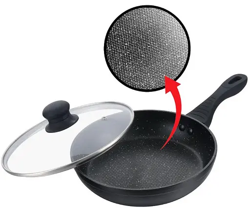 Сковорода Bohmann BH-1000-28 с антипригарным покрытием Duflon стеклянной крышкой 28 см - фото 4