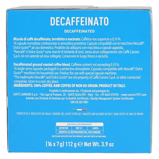 Кофе в капсулах Carraro Dolce Gusto Deecaffeinato, 16 капсул - фото 4