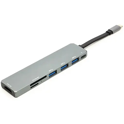 Переходник PowerPlant USB 3.1 Type-C – USB Hub, HDMI, Card Reader (SD, micro SD)