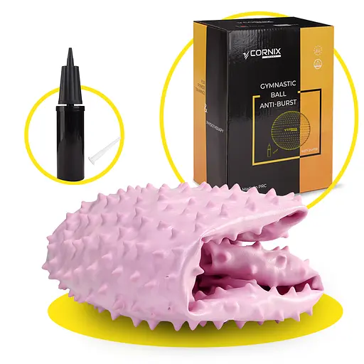 Мяч для фитнеса (фитбол) Cornix 55 см массажный Anti-Burst Light Pink XR-0473 - фото 6