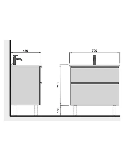 Тумба Мойдодир Rome 70-U з умивальником Debut 70 підвісна підлогова Графіт - фото 10