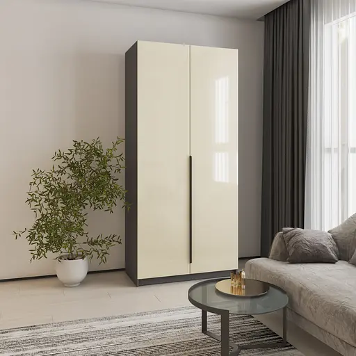 Шафа 2-дверна MebelStar Оскар Gloss BL-B, блок шухляд 100x52x220 см Антрацит/Альмонд (MBS-5165) - фото 1