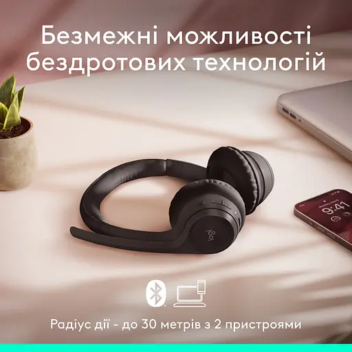 Bluetooth-гарнітура Logitech Zone 300 Wireless Black (981-001407) - фото 4
