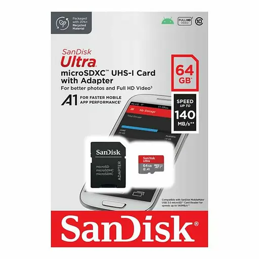 Карта памяти SanDisk 64 GB microSDXC Ultra UHS-I U1 A1 Class 10 (SDSQUAB-064G-GN6IA) - фото 4