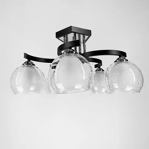 Стельова люстра в чорному корпусі на 5 подвійних плафонів Line.F 51098/5 - фото 3