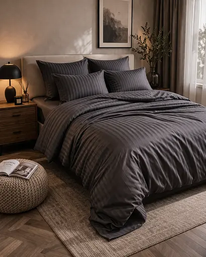 Комплект постельного белья евро 200х220 сатин антрацит TC303376210 - фото 2