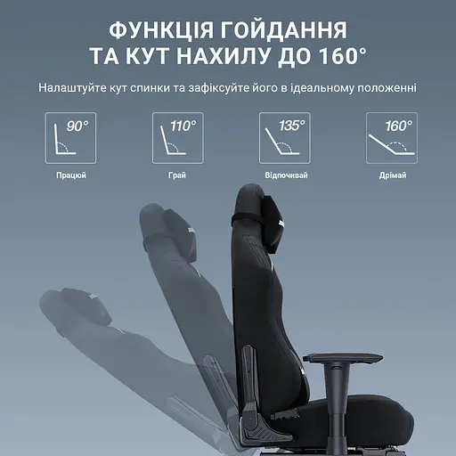 Ігрове крісло Anda Seat Luna Pro Black Fabric Size L (AD18T-44-B-F) - фото 11