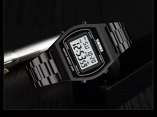 Наручний електронний ретро годинник Skmei 1328 Чорний - фото 6