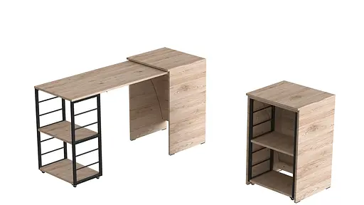 Стіл-тумба трансформер Смарт 2/2 Ferrum-decor 750x1450x600 Чорний метал ДСП Дуб Сан-Марино 16 мм (FRD-105103) - фото 4