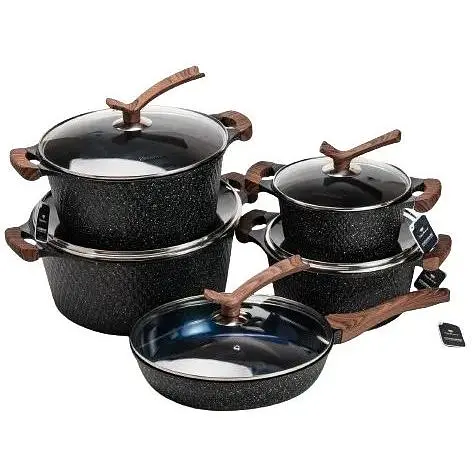 Набір посуду Haus Roland з антипригарним покриттям 5 предметів 12/8/5,4//4,3/3,1 л чорний HP33528B - фото 2