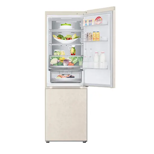 Холодильник LG с нижней морозильной камерой 186x60х68, холод.отд.-234л, мороз.отд.-110л, 2дв., А++, NF, инв., дисплей снаружи, зона освещения, Metal Fresh, бежевый - фото 10