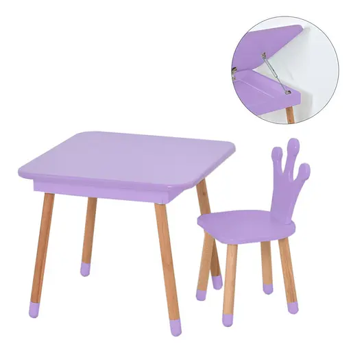 Столик зі стільцем "Корона" 09-025V-BOX з ящиком, фіолетовий - фото 2