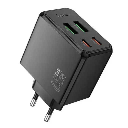 Зарядное устройство блок на 4 выхода (порта USB) Hoco CS19A 2*USB-C + 2*USB 65W черный - фото 5