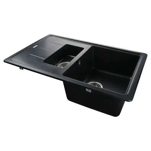 Гранітна мийка Globus Lux Izeo чорний металiк 780x500 мм А0001, Чорний - фото 2