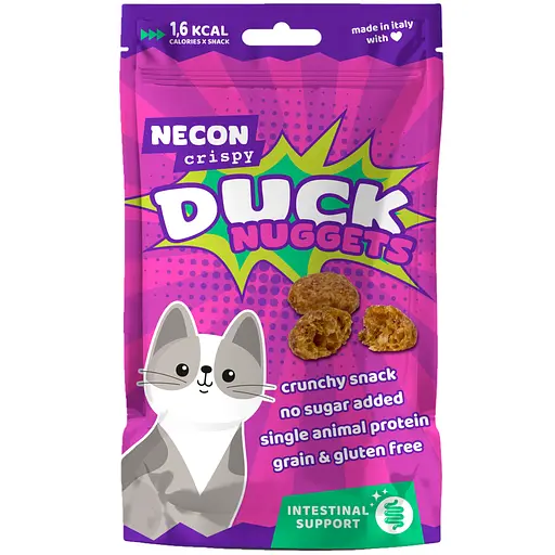 Лакомства для кошек функциональные Necon Cripsy Cat Duck Nuggets Intestinal 85 г