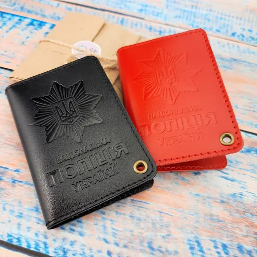 Обложка на удостоверение Национальной полиции Украины кожаная красная - фото 10