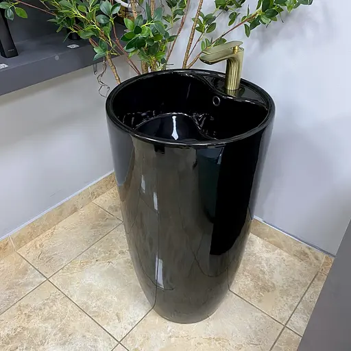 Умивальник VBI Agriento black glossy напольний VBI-019005, Чорний матовий - фото 3