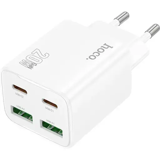 Сетевое зарядное устройство Hoco N55 Fundador four-port PD20W(2C2A) charger(EU) Белый - фото 1