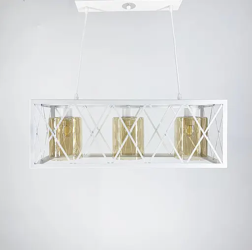 Люстра в металевому білому каркасі на 3 плафони Line.F Колір плафона Графітовий - фото 4