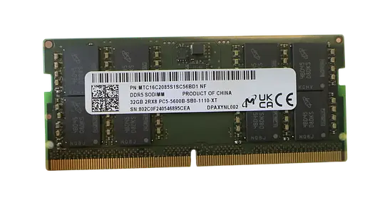 Оперативна пам'ять Micron 32GB SODIMM DDR5 5600MHz (MTC16C2085S1SC56BD1) Б/В - фото 1