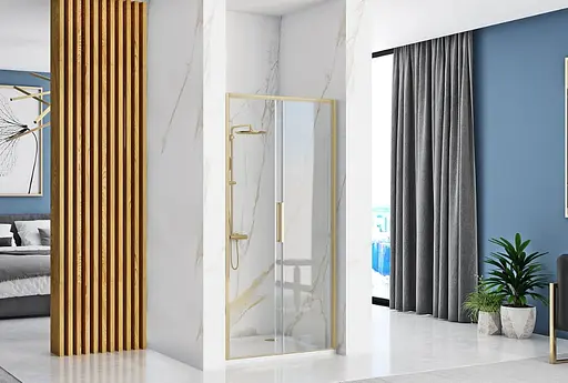 Душевые двери Rea Rapid Slide 110 brashed gold REA-K4708, прозрачный, золотой - фото 2