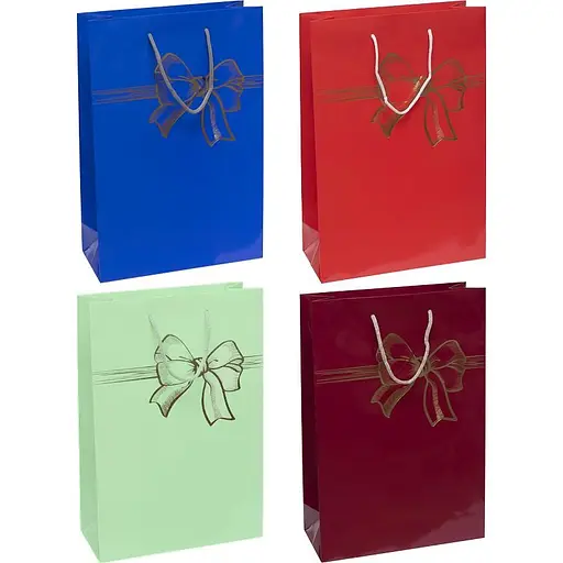 Пакет подарочный "Бант" 5023 картон цветной, большой вертикальный 24 х 35 х 10см МИКС - фото 1
