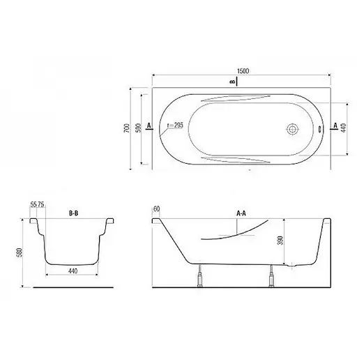 Ванна акрилова Cersant Mto 150x70 - фото 3