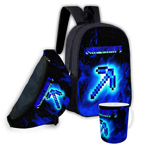 Набор детский Майнкрафт Крипер "Minecraft" рюкзак 36х27см сумка-бананка, кружка с принтом для мальчика (01557)