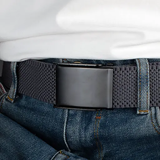 Ремень-резинка мужской на зажиме PS-40023 (115 см) серый плетеный - фото 6