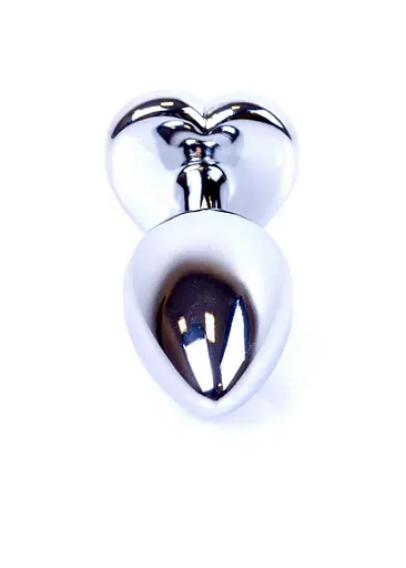 Анальна пробка с кристаллом Jewellery Silver Heart Plug 7х2.7 см (красный) - фото 5