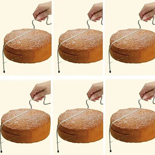 Нож струна лезвия для нарезки тортов бисквита из нержавеющей стали 33х16 см, Kitchen Master 86295 - фото 5