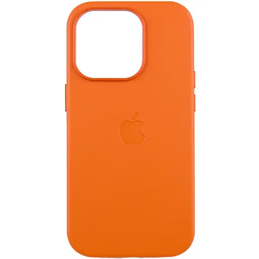 Шкіряний чохол Leather Case (AAA) with MagSafe and Animation для Apple iPhone 14 Pro Max (6.7) Orange - фото 1