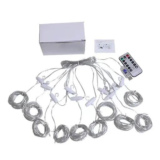 Гирлянда штора SunLamp большие капли росы 3х2.5 метра 250 LED RGB с пультом от USB от powerban - фото 6