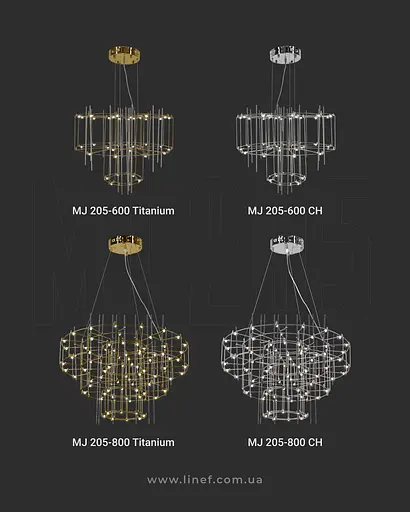 Невагома золота двоярусна люстра Ø 60 см | Арт. MJ 205-600 Titanium | Line F - фото 10