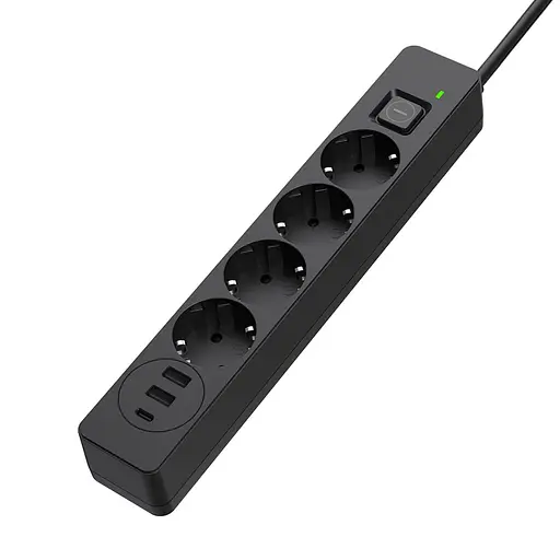Мережевий фільтр-подовжувач СolorWay 4 розетки/3USB (2USB-A + 1 TYPE-C) (24W) Black 5 м (CW-CHE435PDB) - фото 3