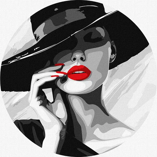 Набір для розпису по номерах. "Дама в капелюсі", діаметр 26 см, КНО-R1158