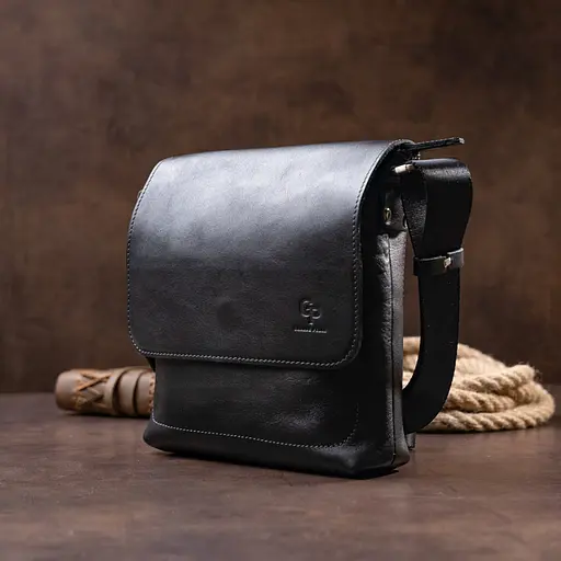 Чоловіча шкіряна сумка через плече GRANDE PELLE sum0026692 - фото 7