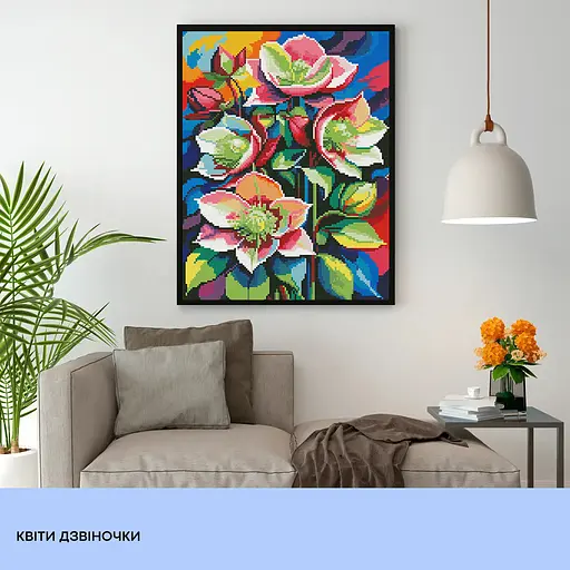 Набір з алмазною мозаїкою "Квіти дзвіночки" 40*50 см, IDEA2-CK6571, ТМ "99IDEAS" - фото 3