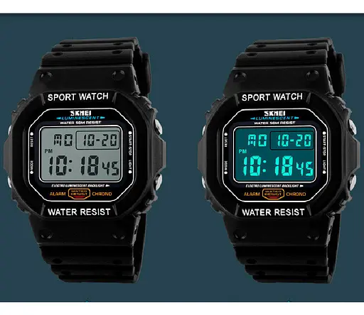 Мужские спортивные часы Skmei 1134 (Черные с белым экраном) - фото 8