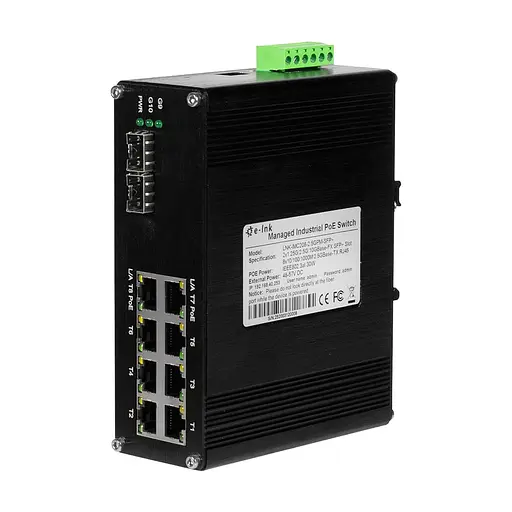 PoE-коммутатор 10-портовый управляемый L2+ E-LINK LNK-IMC208-2.5GPM-SFP+ 2.5G с 8 портами PoE, 240W (73-00139)
