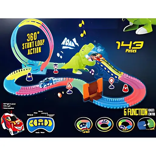 Автотрек Скоростной Трек 164 (16/2) 143 детали белый пар световые и звуковые эффекты в коробке - фото 2