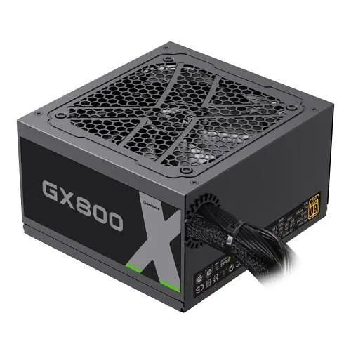 Блок питания 800 Вт, GameMax GX-800, черный, 80+ золотистый, Active PFC, 12 см, 3xMolex/6xSATA/4x6+2-pin/2x4+4-pin - фото 1