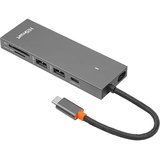 Адаптер HiSmart USB Type-C - 2 x USB 3.0, HDMI, SD, TF