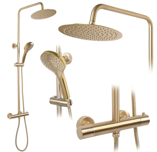 Душовя система Rea Vincent з термостотом brushed gold REA-P6602, Золотий - фото 8