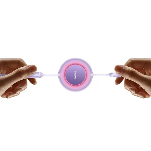 Кабель Baseus Bright Mirror 2 Series Retractable 3-in-1 Fast Charging Data Cable USB to M+L+C 66W 1.1m Purple - фото 5