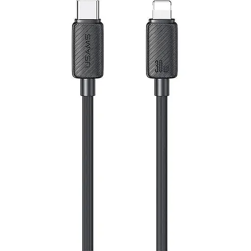 Кабель Usams US-SJ692 30W Striped Data Cable Type-C To Lightning-KY Series 1 м чорний - фото 1