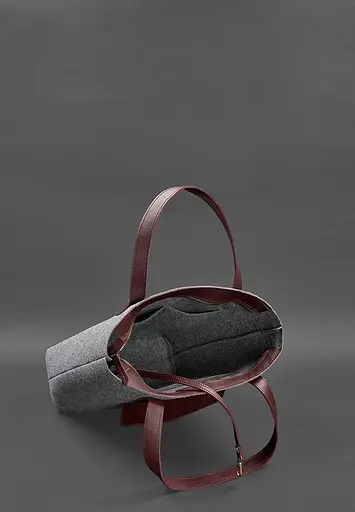 Фетрова жіноча сумка Шоппер D.D. з шкіряними бордовими вставками - фото 6