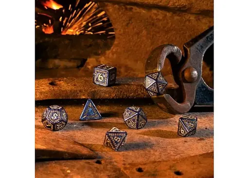 Набір кубиків Runic Mixed-blue & gold Dice Set , 7 шт. (SRUN09) - фото 3
