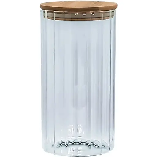 Емкость стеклянная Vittora с деревянной крышкой круглая полосатая 1300 мл VT-7613 (135499)