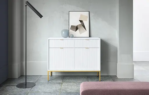 Комод Perfect Home Новая/Nova 2-дверный с 2 ящиками и золотыми ножками KSZ104 Белый (PFH-091217)